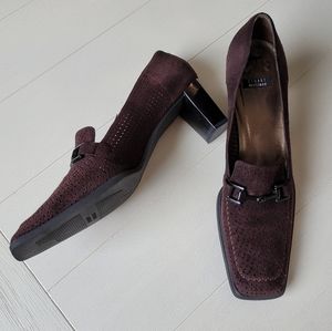 Stuart Weitzman Perforated Suede Horsebit Pumps